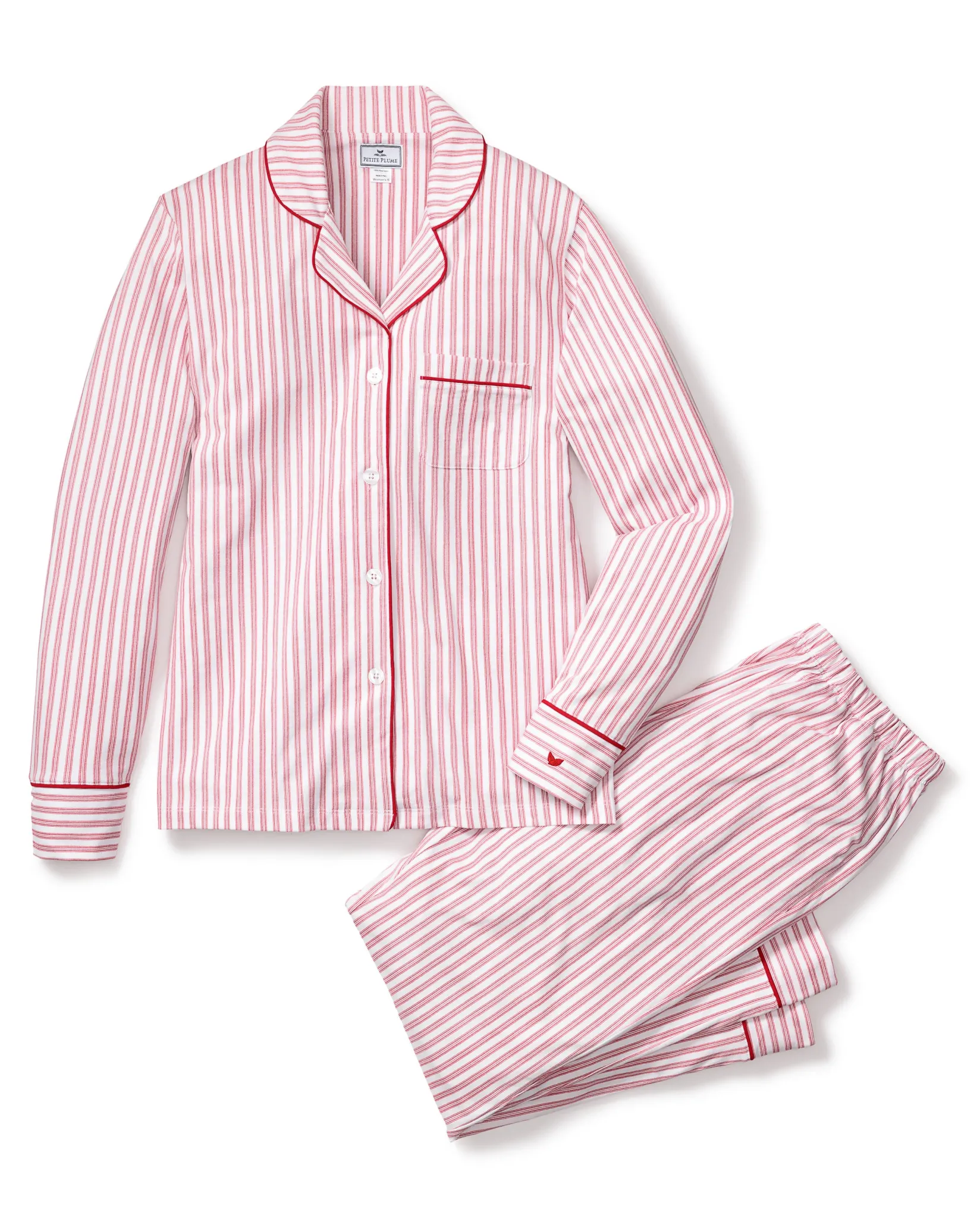 Women Petite Plume Women's Pima Pajama Set in Antique Red Ticking