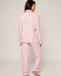 Women Petite Plume Women's Pima Pajama Set in Antique Red Ticking
