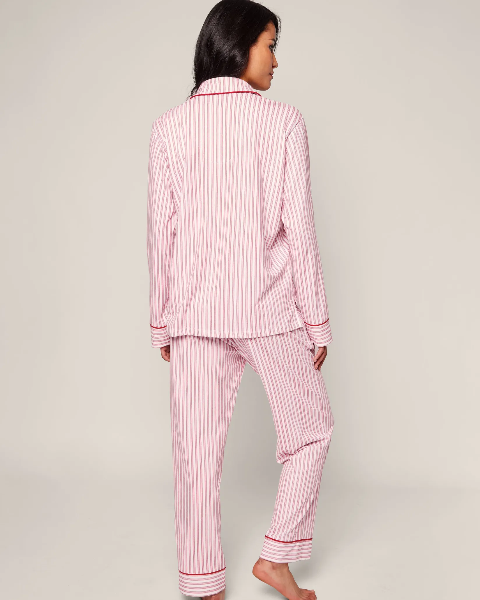 Women Petite Plume Women's Pima Pajama Set in Antique Red Ticking