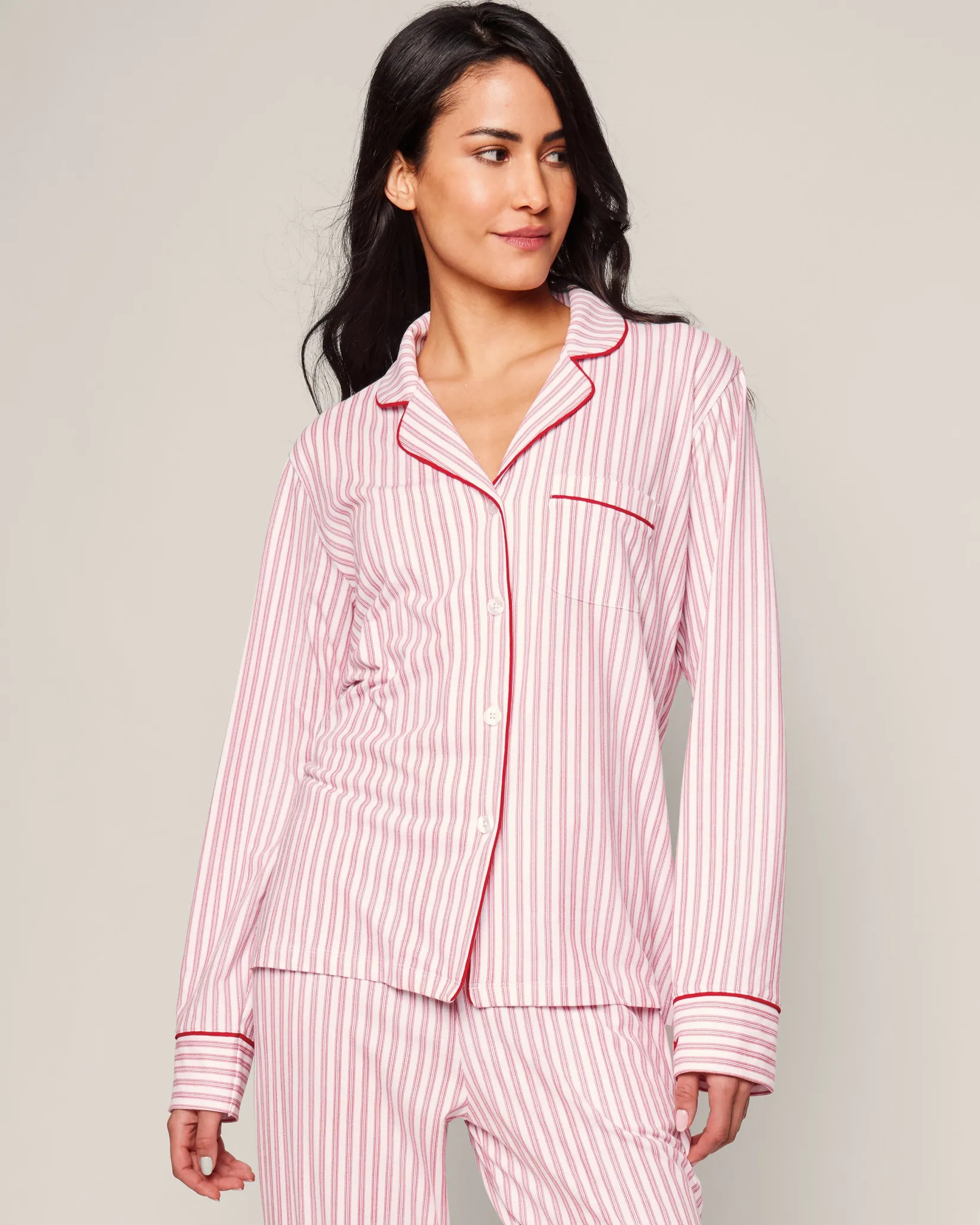 Women Petite Plume Women's Pima Pajama Set in Antique Red Ticking