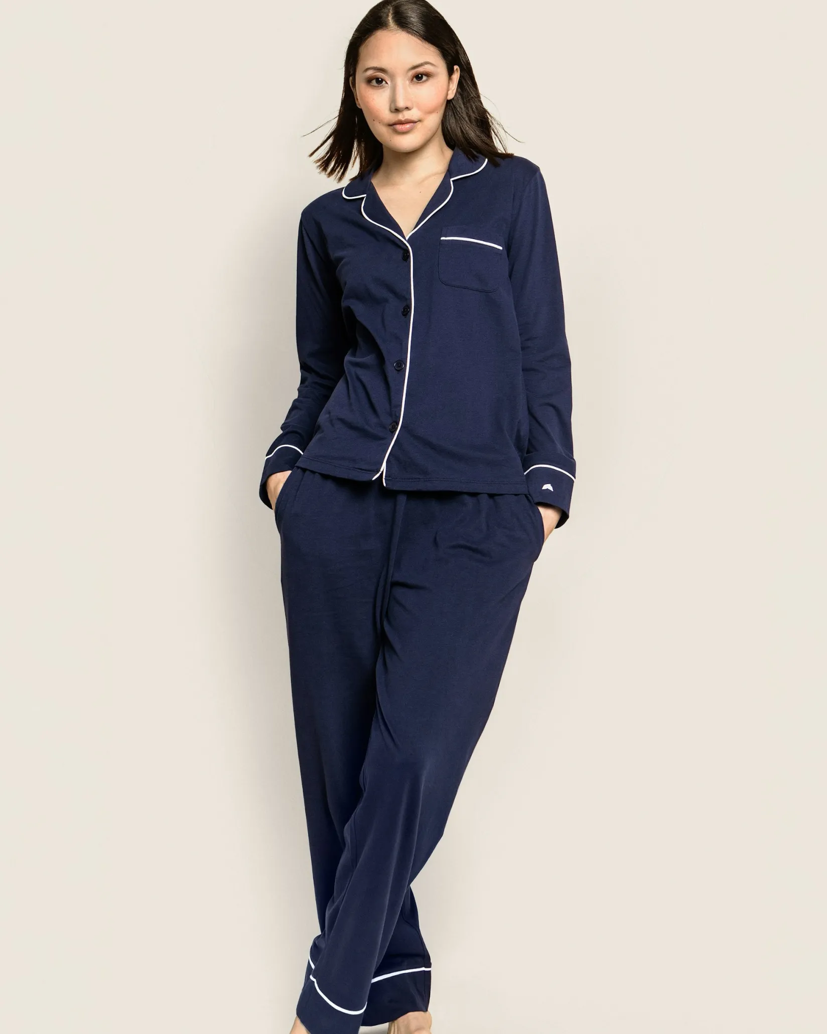 Women Petite Plume Women's Pima Pajama Set in Camel