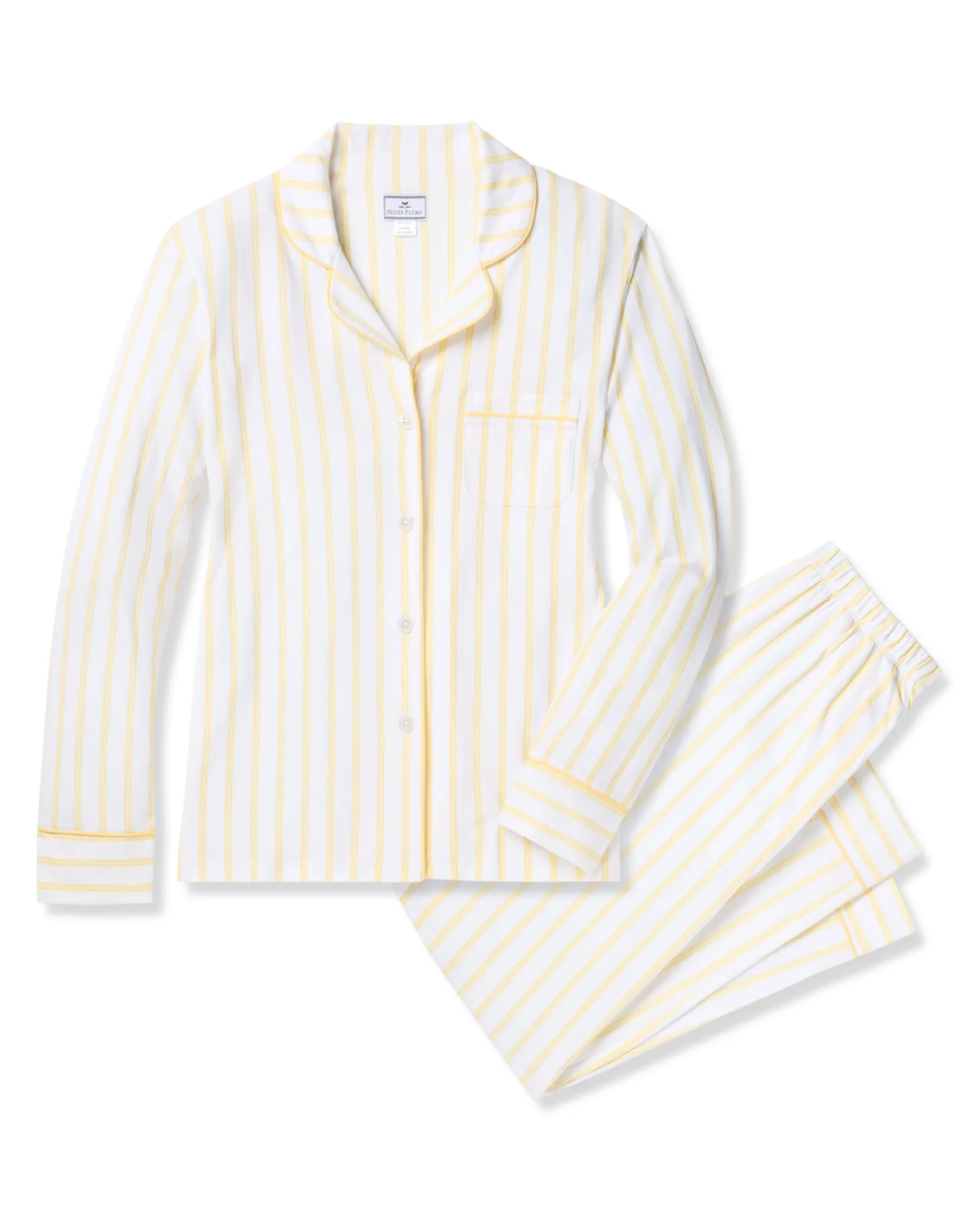 Women Petite Plume Women's Pima Pajama Set in Sunny Stripe