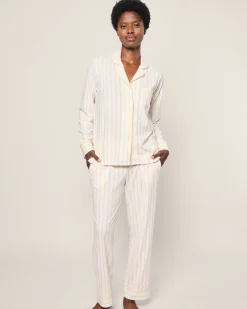 Women Petite Plume Women's Pima Pajama Set in Sunny Stripe
