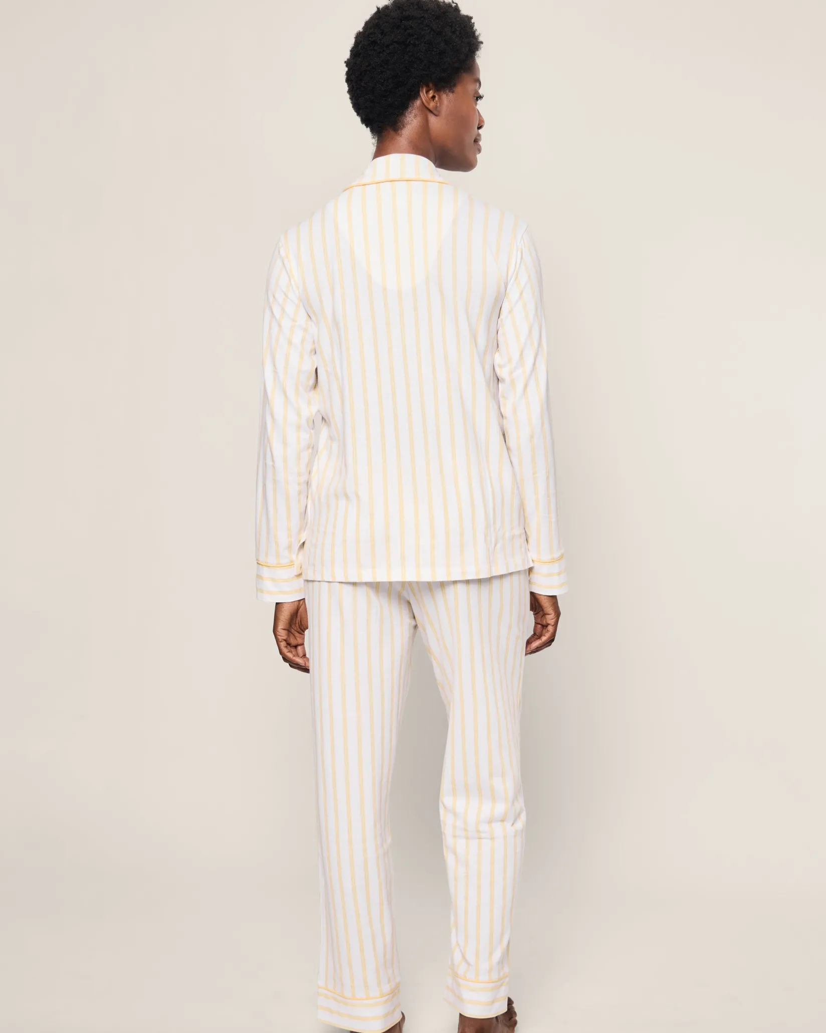 Women Petite Plume Women's Pima Pajama Set in Sunny Stripe
