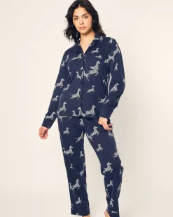 Women Petite Plume Women's Pima Pajama Set in Zèbre de Nuit