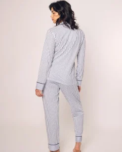 Women Petite Plume Women's Pima Pajama Set in Navy French Ticking