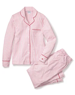 Women Petite Plume Women's Pima Pajama Set in Navy French Ticking