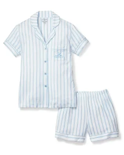 Women Petite Plume Women's Pima Periwinkle Stripe Short Set Hotel del Coronado x
