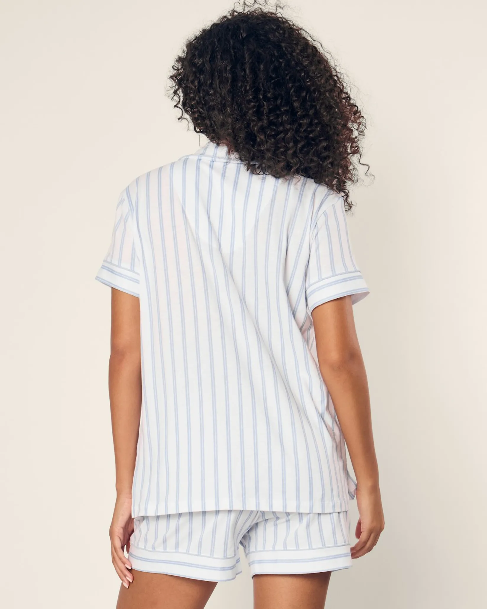 Women Petite Plume Women's Pima Periwinkle Stripe Short Set Hotel del Coronado x