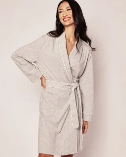 Women Petite Plume Women's Pima Robe in Light Heather Grey