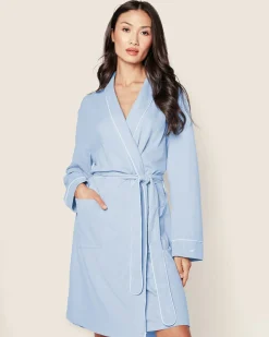 Women Petite Plume Women's Pima Robe in Light Heather Grey