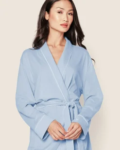 Women Petite Plume Women's Pima Robe in Light Heather Grey