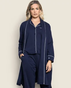 Women Petite Plume Women's Pima Robe in Navy