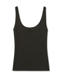Women Petite Plume Women's Pima Scoop Tank in Black