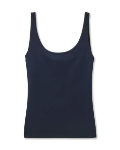 Women Petite Plume Women's Pima Scoop Tank in Navy