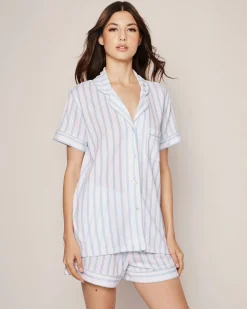 Women Petite Plume Women's Pima Short Set in Pink Stripe