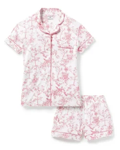 Women Petite Plume Women's Pima Short Sleeve Short Set in Pink Timeless Toile