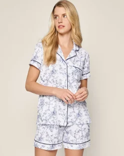 Women Petite Plume Women's Pima Short Sleeve Short Set in Pink Timeless Toile