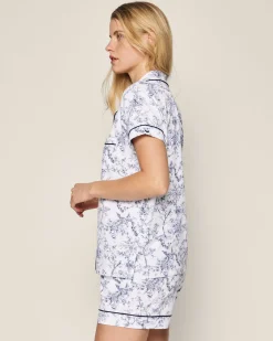 Women Petite Plume Women's Pima Short Sleeve Short Set in Pink Timeless Toile