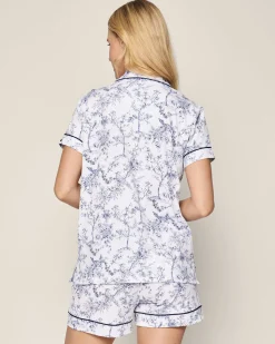 Women Petite Plume Women's Pima Short Sleeve Short Set in Pink Timeless Toile