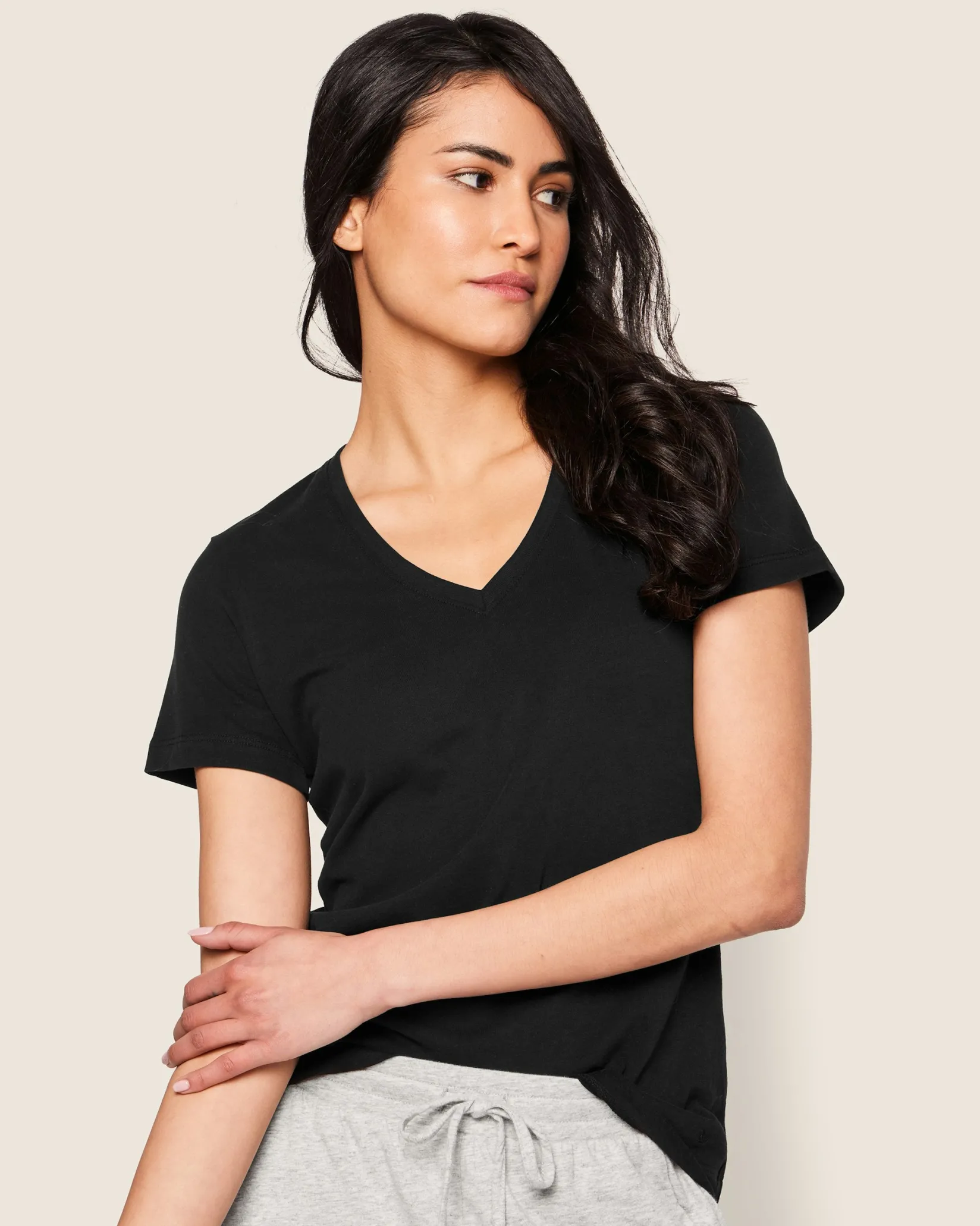 Women Petite Plume Women's Pima Short Sleeve Top in Camel