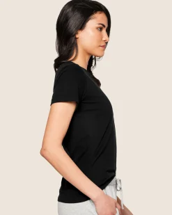 Women Petite Plume Women's Pima Short Sleeve Top in Camel