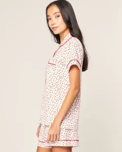 Women Petite Plume Women's Pima Short Sleeve Short Set in Cherry Orchard