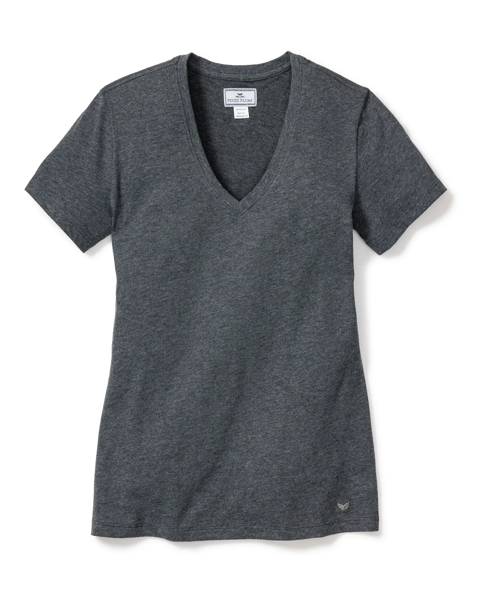 Women Petite Plume Women's Pima Short Sleeve Top in Dark Heather Grey