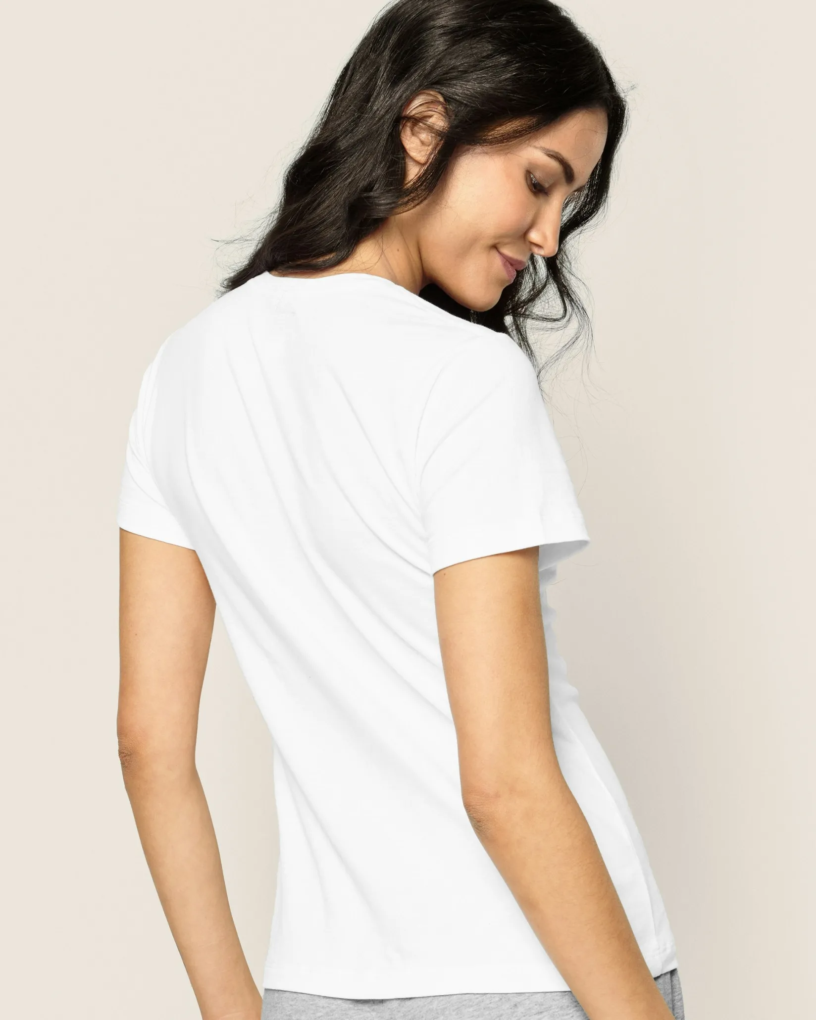 Women Petite Plume Women's Pima Short Sleeve Top in Dark Heather Grey