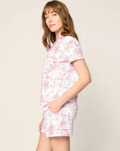 Women Petite Plume Women's Pima Short Sleeve Short Set in Timeless Toile