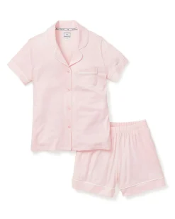 Women Petite Plume Women's Pima Short Sleeve Short Set in Pink