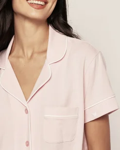 Women Petite Plume Women's Pima Short Sleeve Short Set in Pink