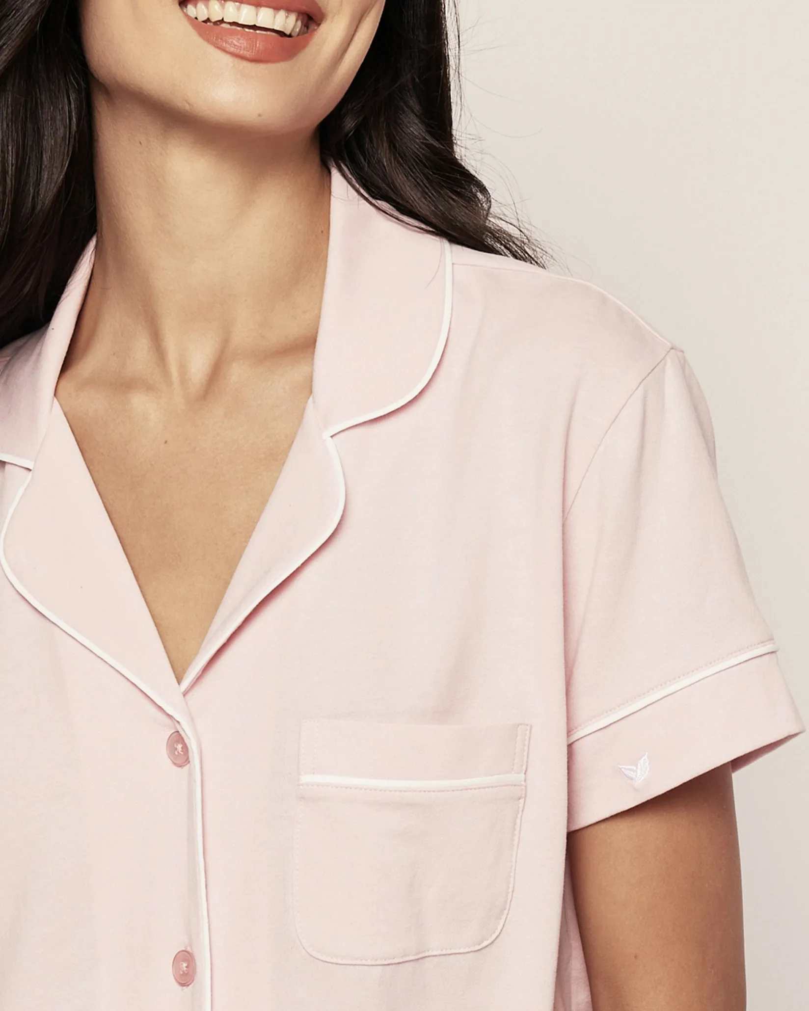 Women Petite Plume Women's Pima Short Sleeve Short Set in Pink