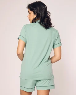 Women Petite Plume Women's Pima Short Sleeve Short Set in Pink
