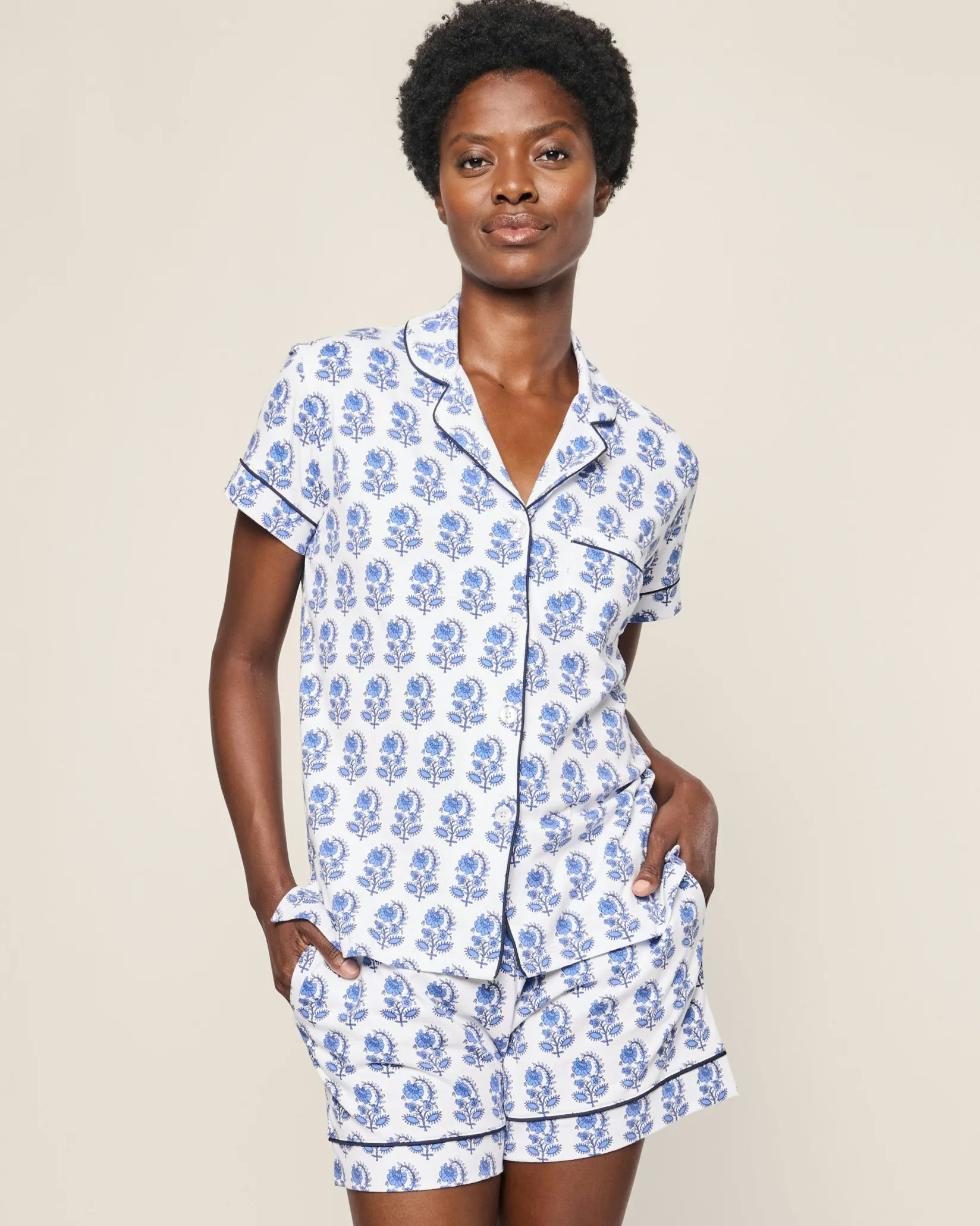 Women Petite Plume Women's Pima Short Sleeve Short Set in