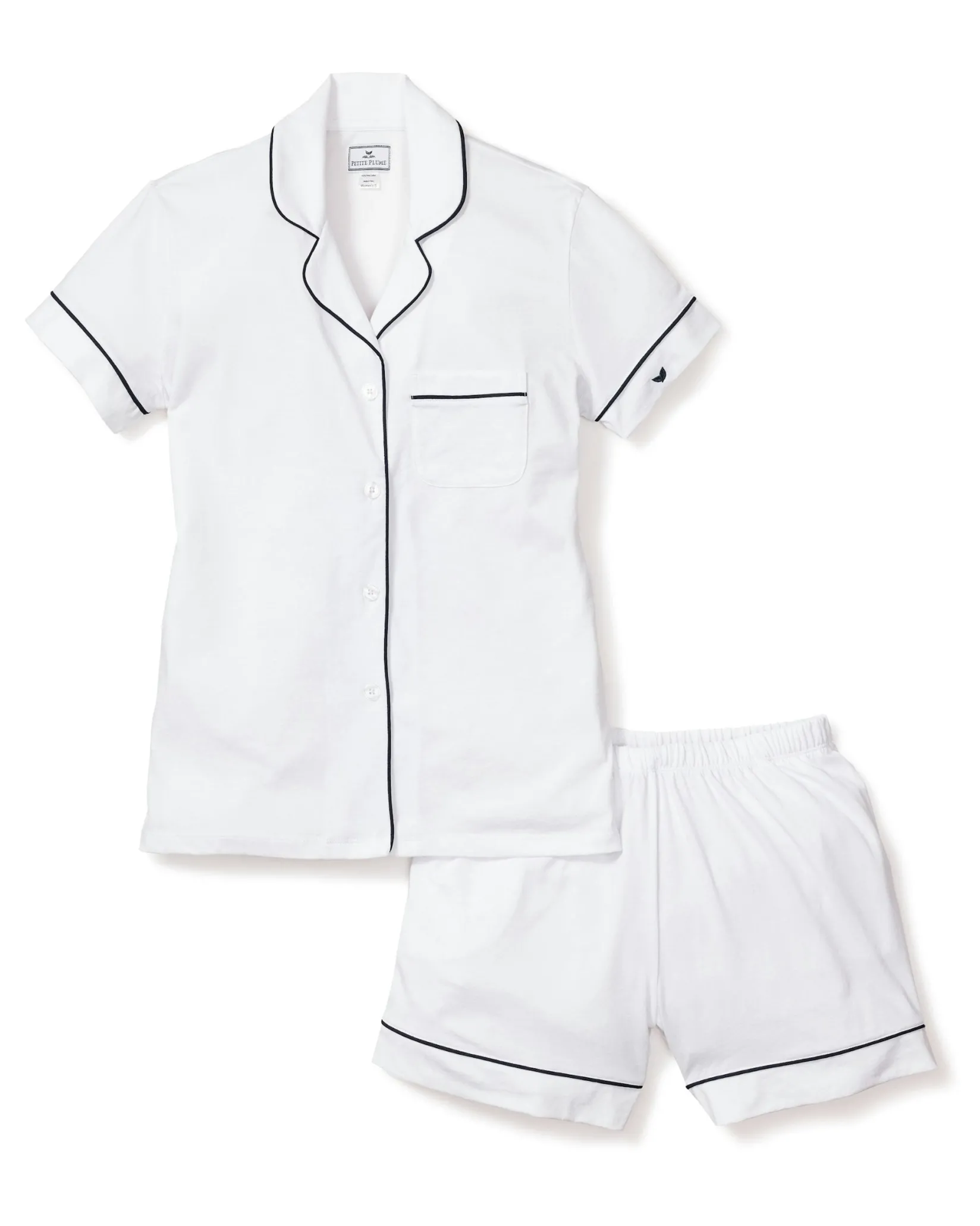 Women Petite Plume Women's Pima Short Sleeve Short Set in Black