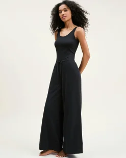 Women Petite Plume Women's Pima Wide-Leg Lounge Pant in Black