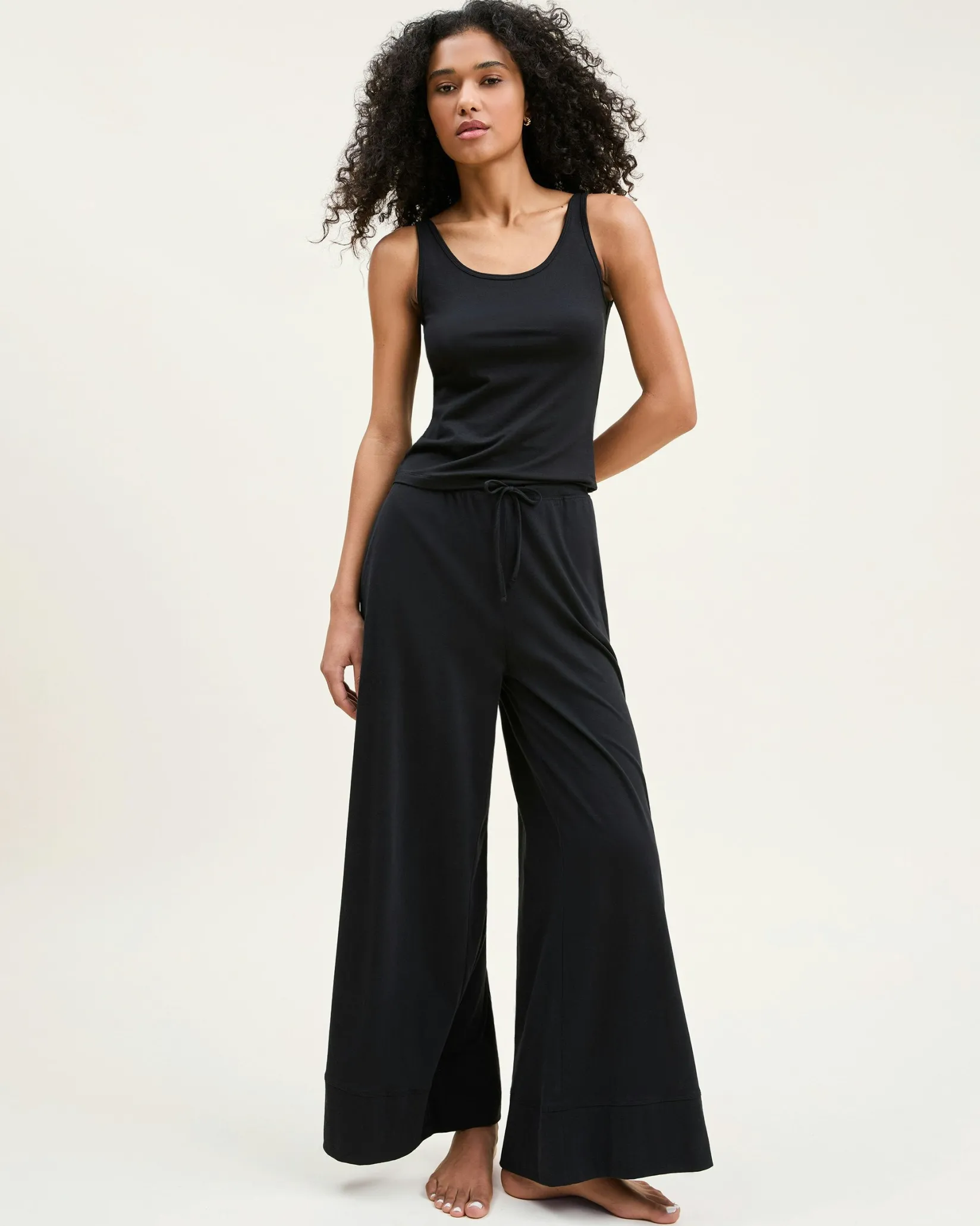 Women Petite Plume Women's Pima Wide-Leg Lounge Pant in Navy