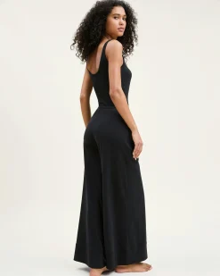 Women Petite Plume Women's Pima Wide-Leg Lounge Pant in Navy
