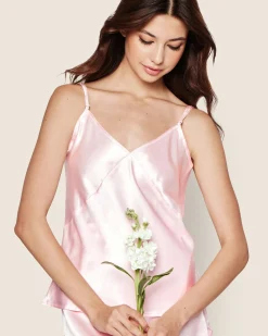 Women Petite Plume Women's Silk Cami Short Set in Pink