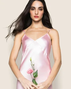 Women Petite Plume Women's Silk Cosette Nightgown in Pink