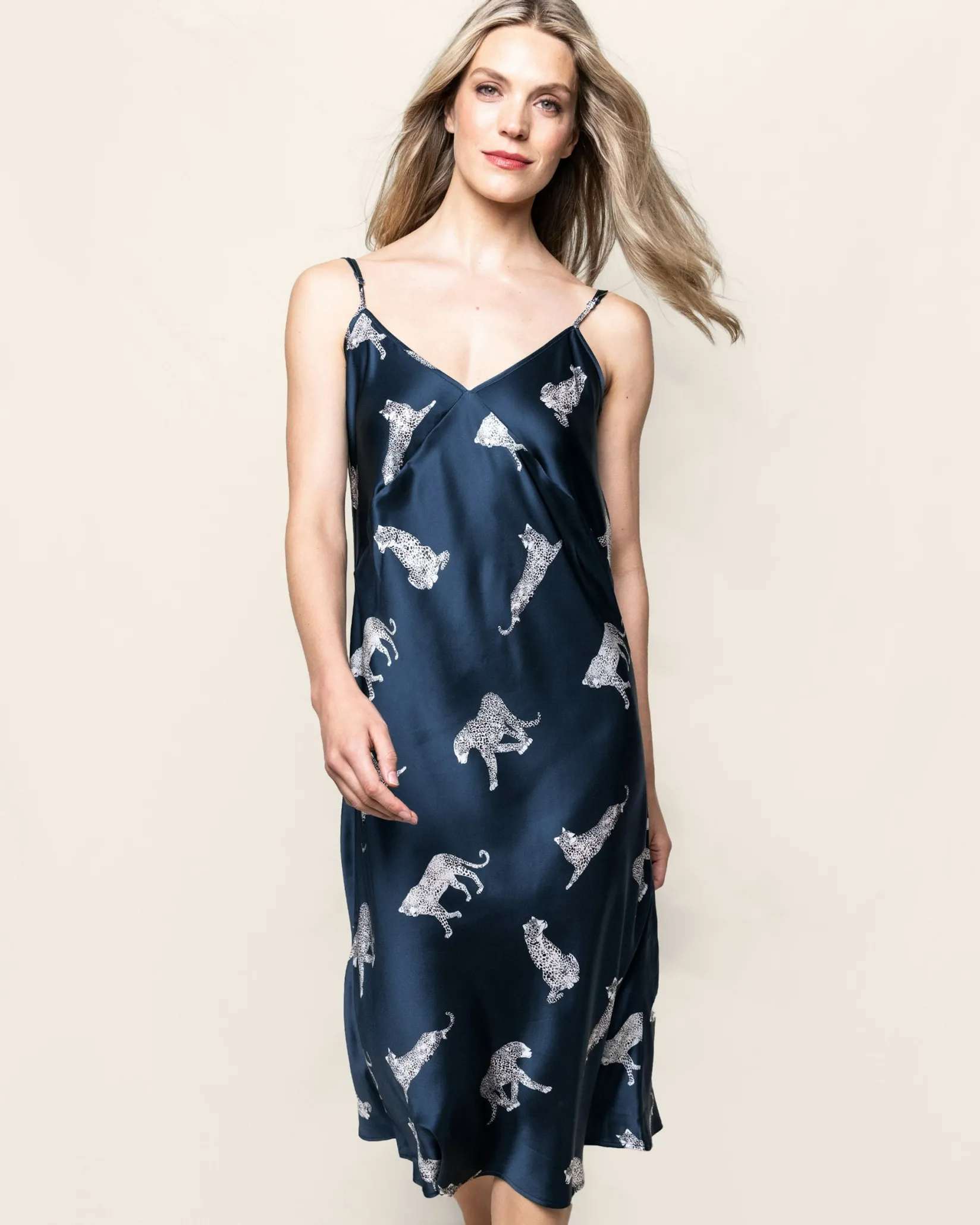 Women Petite Plume Women's Silk Cosette Nightgown in Panthère de Luxe