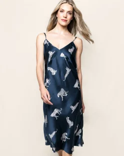Women Petite Plume Women's Silk Cosette Nightgown in Panthère de Nuit