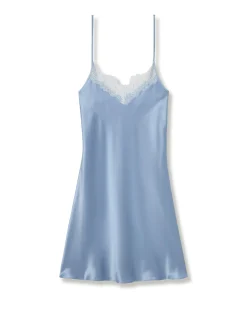 Women Petite Plume Women's Silk Lace Slip Dress in Periwinkle