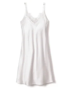 Women Petite Plume Women's Silk Lace Slip Dress in Periwinkle