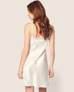 Women Petite Plume Women's Silk Lace Slip Dress in Periwinkle