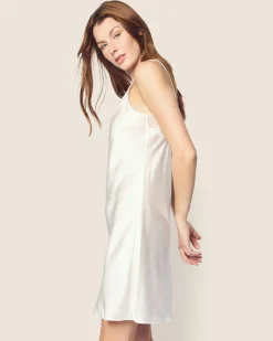 Women Petite Plume Women's Silk Lace Slip Dress in White