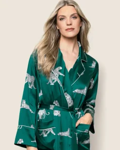 Women Petite Plume Women's Silk Long Robe in Panthere De Luxe