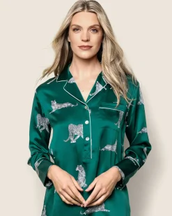 Women Petite Plume Women's Silk Nightshirt in Panthere de Nuit