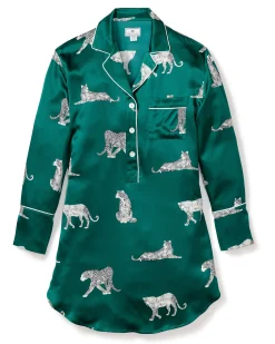 Women Petite Plume Women's Silk Nightshirt in Panthere de Luxe